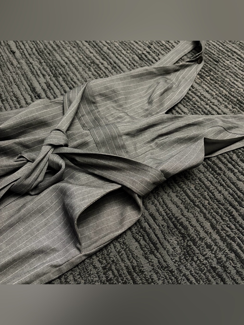 Y2K Bebe Pinstripe Tie Waist V Neck Jumpsuit - Picture 3 of 7